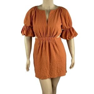 showpo burnt orange dress Saffron Mini Dress